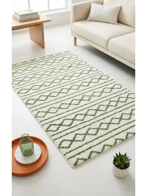 Eurobano Carla Iskandinav Çağla-Kemik Makinede Yıkanabilir Salon Oturma Odası Yatak Odası Yolluk Halı Shaggy