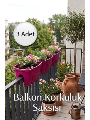 Effe Home Dekoratif Balkon Korkuluk Saksısı 3'lü Takım