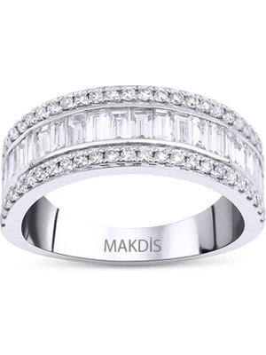 Makdis Pırlanta 1.20 Karat Baget Yarımtur Pırlanta Yüzük
