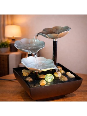 River World Su Şelalesi LED Işıklı Tasarımı Gümüş Çiçek