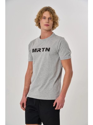 Maraton Regular Erkek Bisiklet Yaka  Gri Melanj T-Shirt