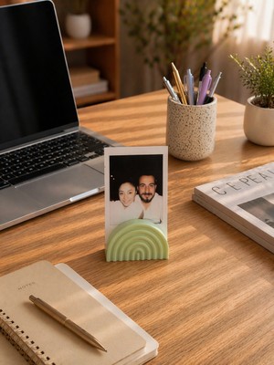Bit Byte Brick Rainbow Polaroid Fotoğraf Standı - Instax Masaüstü Fotoğraf Tutucu - Hardal Yeşil