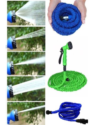 Oska Global 22.5 Metre Uzayan Bahçe Sulama Araç Yıkama Hortumu 7 Kademeli Başlık