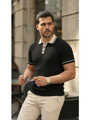 byasafkids Erkek Düğme Yakalı Kontrast Yaka Triko Tişört