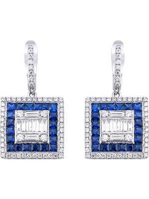 Makdis Pırlanta 3.20 Karat Safir Pırlanta Küpe