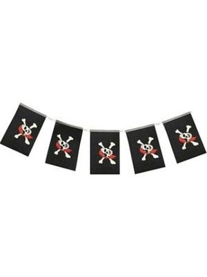 MiraLive Korsan Partisi Korsan Logo Baskılı Flama Süs Afiş Süsleme 8 Li