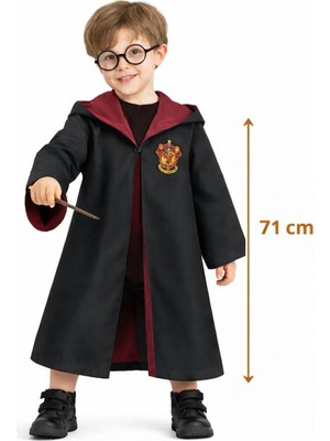 MiraLive Harry Potter Çocuk Bebek Kostüm Seti – Asa Gözlük Pelerin 71 cm (2-4 Yaş)
