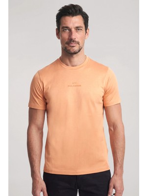 Paul & Shark Erkek Regular Fit Yuvarlak Yakalı Pamuklu Logo Işlemeli Kısa Kollu Turuncu T-Shirt 26411049A-231