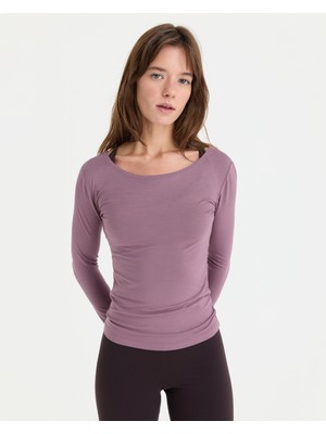 Ayma Active Lila Mor EcoVero™Viskoz Kadın Uzun Kollu Yarı Geniş Yaka 4 Mevsim İçlik