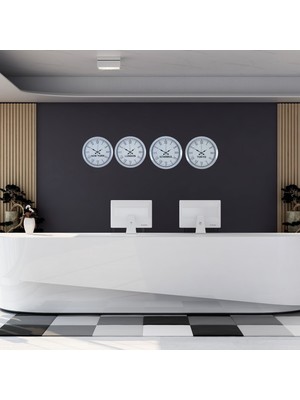 İlk El Grup Ieg™ Beyaz Elite Roma 4’lü Metal 36 cm Dünya Duvar Saati