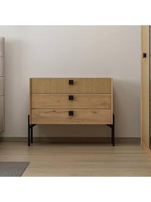 Minar Maren Şifonyer 3ç Camlı Metal Ayaklı-Sepet-G.yunus