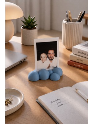 Bit Byte Brick Cloud Polaroid Fotoğraf Standı - Instax Masaüstü Fotoğraf Tutucu - Pus Mavi