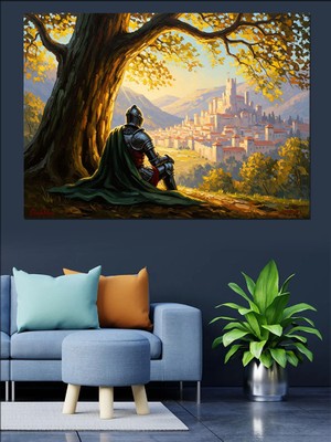 Tablomega Ormanda Şehir Manzarası Izleyen Dekoratif Kanvas - Mdf Ahşap Tablo
