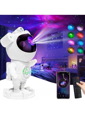 Sunup SN-30764 Astronot Galaxy Projektör Gece Lambası Uzaktan Kumandalı Bluetooth Hoparlörlü