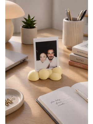 Bit Byte Brick Cloud Polaroid Fotoğraf Standı - Instax Masaüstü Fotoğraf Tutucu - Badem Sarı