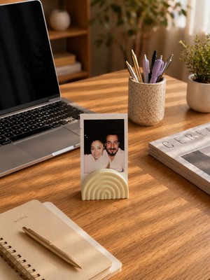 Bit Byte Brick Rainbow Polaroid Fotoğraf Standı - Instax Masaüstü Fotoğraf Tutucu - Badem Sarı