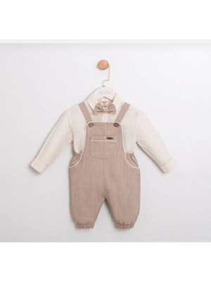 Butik Erkek Bebek Papyon Gömlek Tulum 3'parça Özel Gün Kıyafeti Pamuklu Kumaş Doğumgünü Düğün