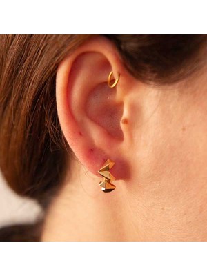 Adil İdil Kuyumculuk Modern Geometrik Halka Küpe