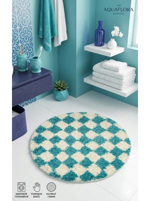 Eurobano Chess Dama Desenli 60X60 cm Küçük Banyolar Için Kaymaz Taban Yıkanabilir Banyo Paspası