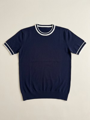 Kastrioti Modern Heritage Kol ve Yaka Çizgili Bisiklet Yaka Triko T-Shirt