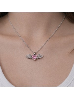 Belirtilmemiş Melek Kanat Pembe Kalp Kolye, Çelik Kolye, Kanat Kolye, Hediye ,romantik Hediye, Işıltılı Pembe Kristal Taşlı Özel Tasarım, : Sevgililer Günü, Yıl Dönümü Hediyesi, Romantik Takı,