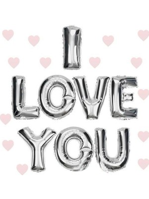 MiraLive I Love You Folyo Balon Gümüş Renk 35 cm