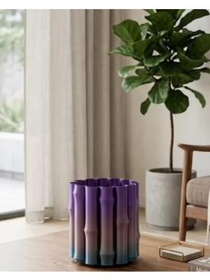 Asil Sepet Asiltech Modern Dekoratif Vazo Mor Gri Geçişli Şık Tasarım Masa Üstü Kullanım