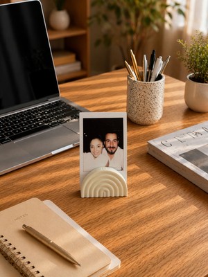 Bit Byte Brick Rainbow Polaroid Fotoğraf Standı - Instax Masaüstü Fotoğraf Tutucu - Kemik Beyaz