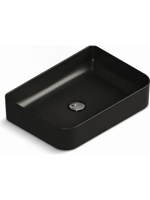 Aqua Bagno Mestola Tezgah Üstü Lavabo Batarya Deliksiz 50X35 cm Mat Siyah