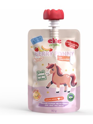 Elite Naturel Berry Pony Organik Karışık Meyve Püresi 110 G