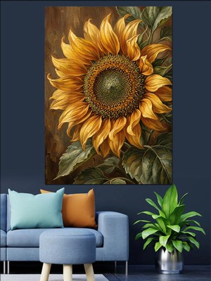 Tablomega Yakın Çekim Büyük Ayçiçeği Portresi Dekoratif Kanvas - Mdf Ahşap Tablo