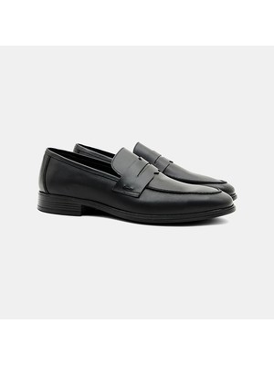 Desa Erkek Siyah Klasik Slip-On Deri Loafer