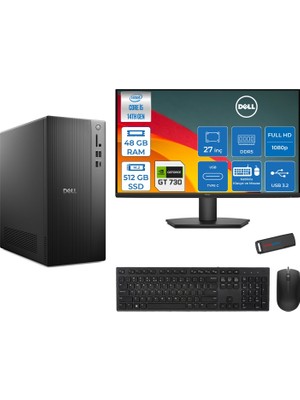 Dell Tower ECT1250 Intel Core I5 14400 48GB Ddr5 512GB SSD 2GB/GT730 27" Mon WIN11HOME Kurumsal Masaüstü Bilgisayar 730ECT125014M27H17 + Zettausb
