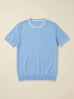 Kastrioti Modern Heritage Kol ve Yaka Çizgili Bisiklet Yaka Triko T-Shirt