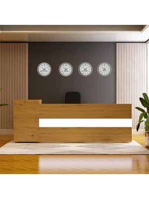 İlk El Grup Ieg™ Beyaz Dekoratif 4’lü Dünya Saatleri Seti 36 cm – Otel & Ofis Tipi