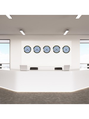 MidasTech Imperial Roma Gold 5’li 36 cm Metal Dünya Saati Seti