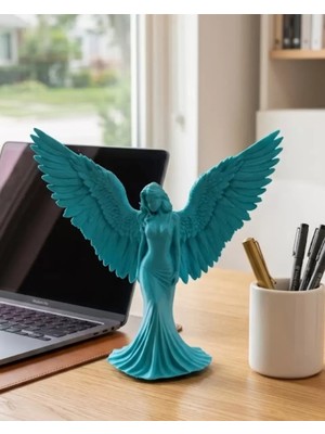 Asil Sepet Asiltech 3D Turkuaz Melek Insan Biblo  Estetik Dekoratif Obje