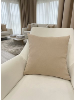 Brillant Camel Renk 45X45 Ölçü Petek Dokuma Yumuşak Yapılı Kırlent Kılıf