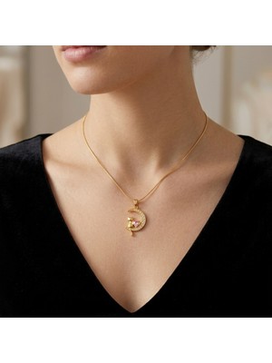 Belirtilmemiş Ay'a Oturan Kedi Pembe Kalp Gold Renk Kolye , Kadın Çelik Kolye , Hediye, Doğum Günü Hediyesi, Kedi Sahiplerine Hediye, Günlük Şık Takı. , Kedi , Ay