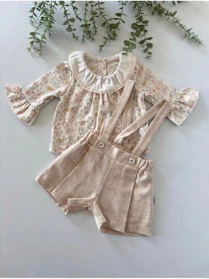 Butik Kız Bebek Çiçek Desenli Şortlu %100  Pamuklu 2'li Takım