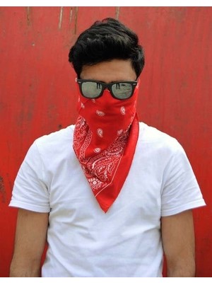 CMF Damla Desenli Kare Bandana - Kırmızı