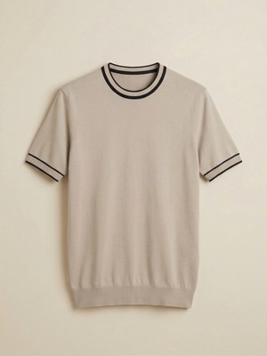 Kastrioti Modern Heritage Kol ve Yaka Çizgili Bisiklet Yaka Triko T-Shirt