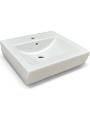 Ece Banyo - Sekura Tezgah Üstü Kare Lavabo 50 cm Beyaz - 7107