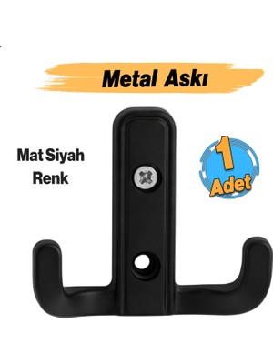 Badem10 (1 Adet) Aytuğ Askı Siyah Renk Dolap Askılık Duvar Askılığı Vestiyer Mutfak Elbise Kıyafet Askısı