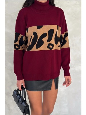 Lopar Desenlı Kırmızı Kazak