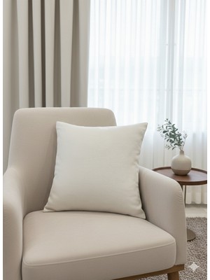 Brillant Ekru Renk 45X45 Ölçü Petek Dokuma Yumuşak Yapılı Kırlent Kılıf