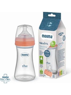 Ebebek Mooma Neutra Tritan Biberon 250 ml 18+ Ay Hızlı Akış Mercan Pembe