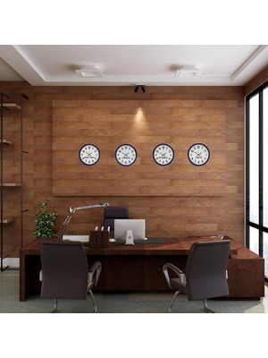 MidasTech 36 cm 4’lü Dünya Saatleri Lacivert – Otel Tipi