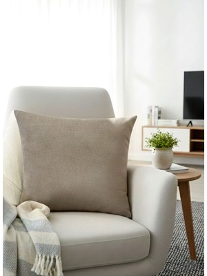 Brillant Latte Kahve Renk 45X45 Ölçü Petek Dokuma Yumuşak Yapılı Kırlent Kılıf