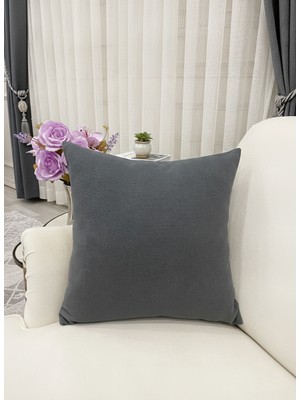 Brillant Koyu Gri Renk 45X45 Ölçü Petek Dokuma Yumuşak Yapılı Kırlent Kılıf